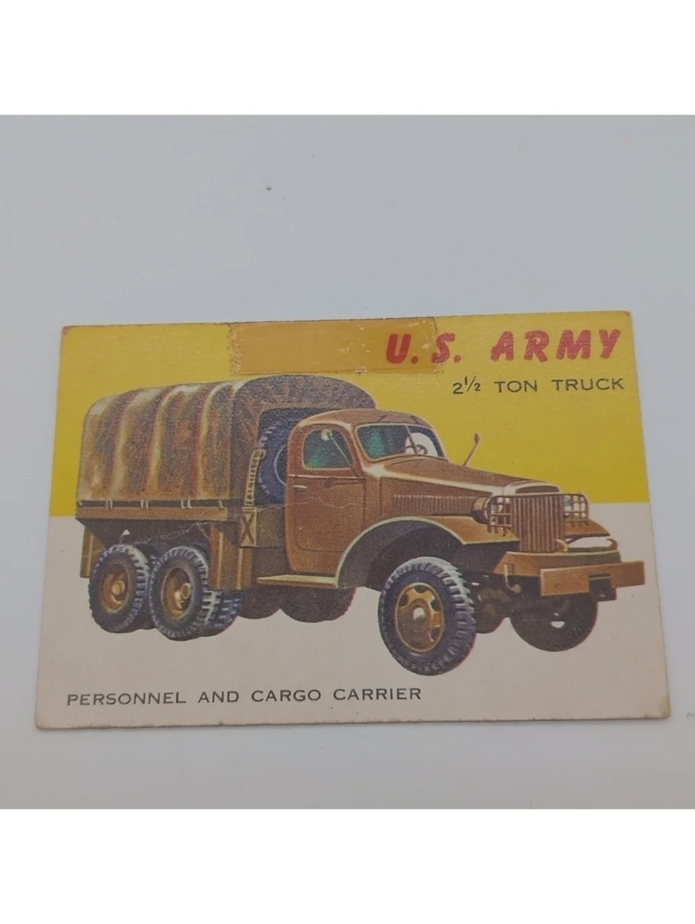 1954 Topps Car Card Set 3 Military Vehicles Land Rover, 2-1/2 Ton M 24 Tank